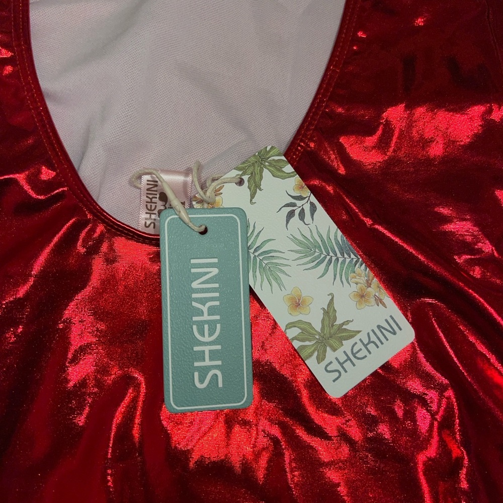 Shiny Red One-Piece Swimsuit - Picture 4 of 4